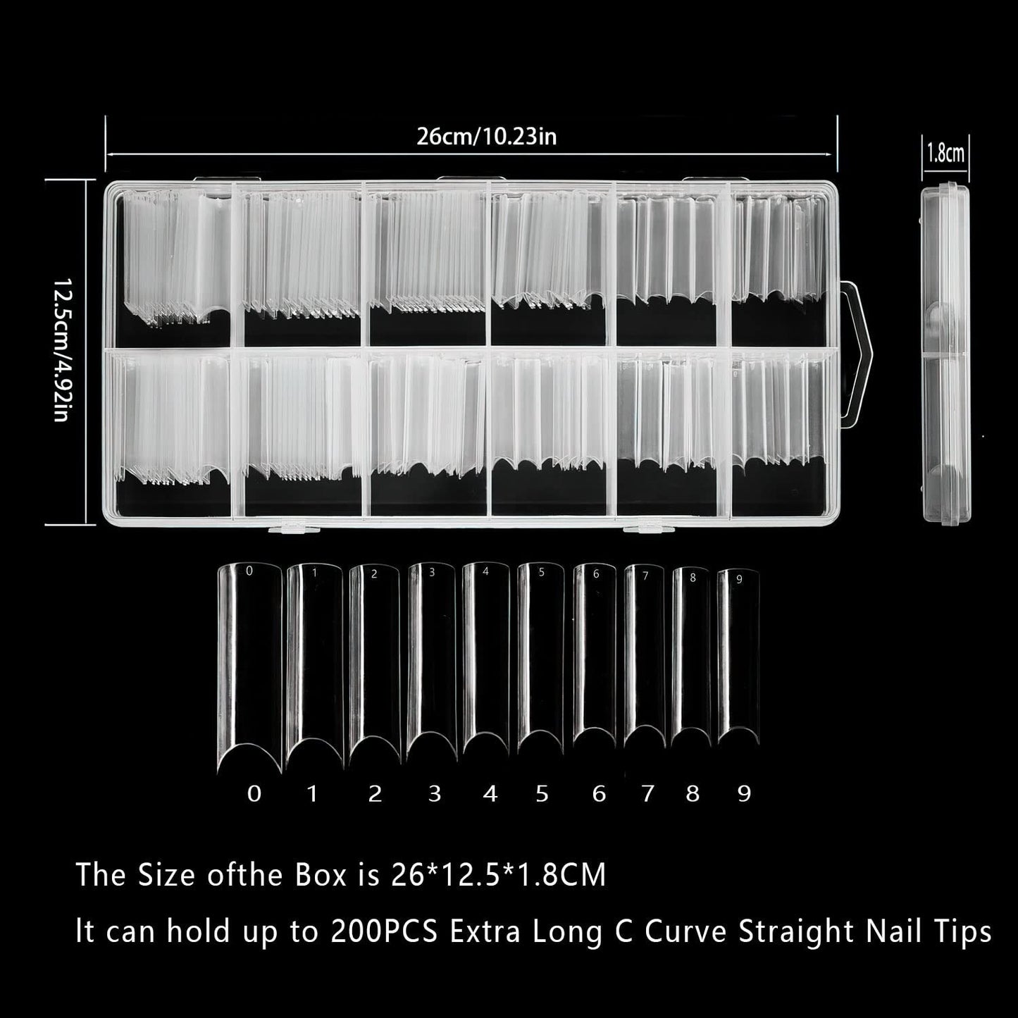 200 stuks valse nageltips, acryl kunstmatige nageltips, Franse valse nageltips, extra lange rechte vierkante duidelijke valse nageltips voor doe-het-zelf nagelsalons