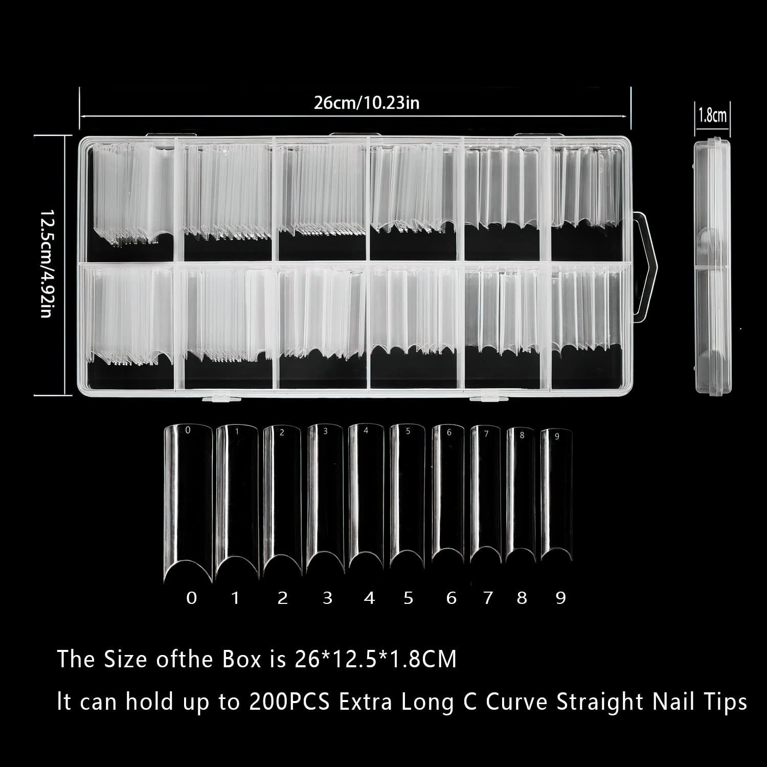 200 stuks valse nageltips, acryl kunstmatige nageltips, Franse valse nageltips, extra lange rechte vierkante duidelijke valse nageltips voor doe-het-zelf nagelsalons