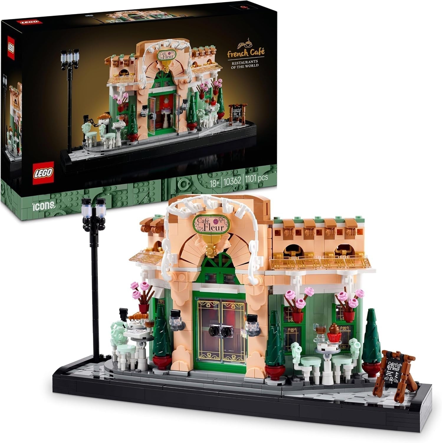LEGO Icons French Café - Decoraties voor woonkamer of kantoor - Bouwset voor volwassenen, inclusief pittoreske gevel, hangende bloempot en stoelen - Cadeau voor mannen en vrouwen 10362 Bouwsets Besuche den LEGO-Store Standaard titel