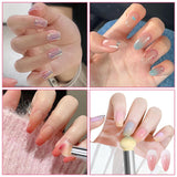 2 Stück Nail Art Rendering-Werkzeuge Doppelter Kopf, Sponge Brush Applicator Inkl 8 Ersatzköpfe, Nail Art Schwamm en Tupfpinsel (Weiß, Rosa)