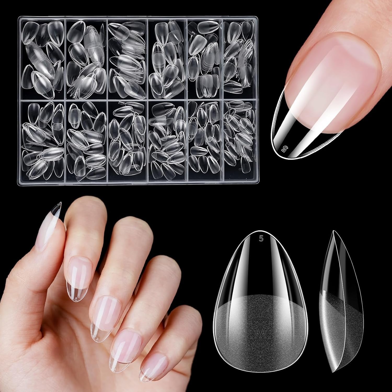 Korte kunstnagels 500 stuks zachte gel volledige dekking nageltips voor gelnagels 12 maten Voorgepolijste nageltips voor gelnagels Korte kunstnagels Doodskistnagelverlengingen met doos