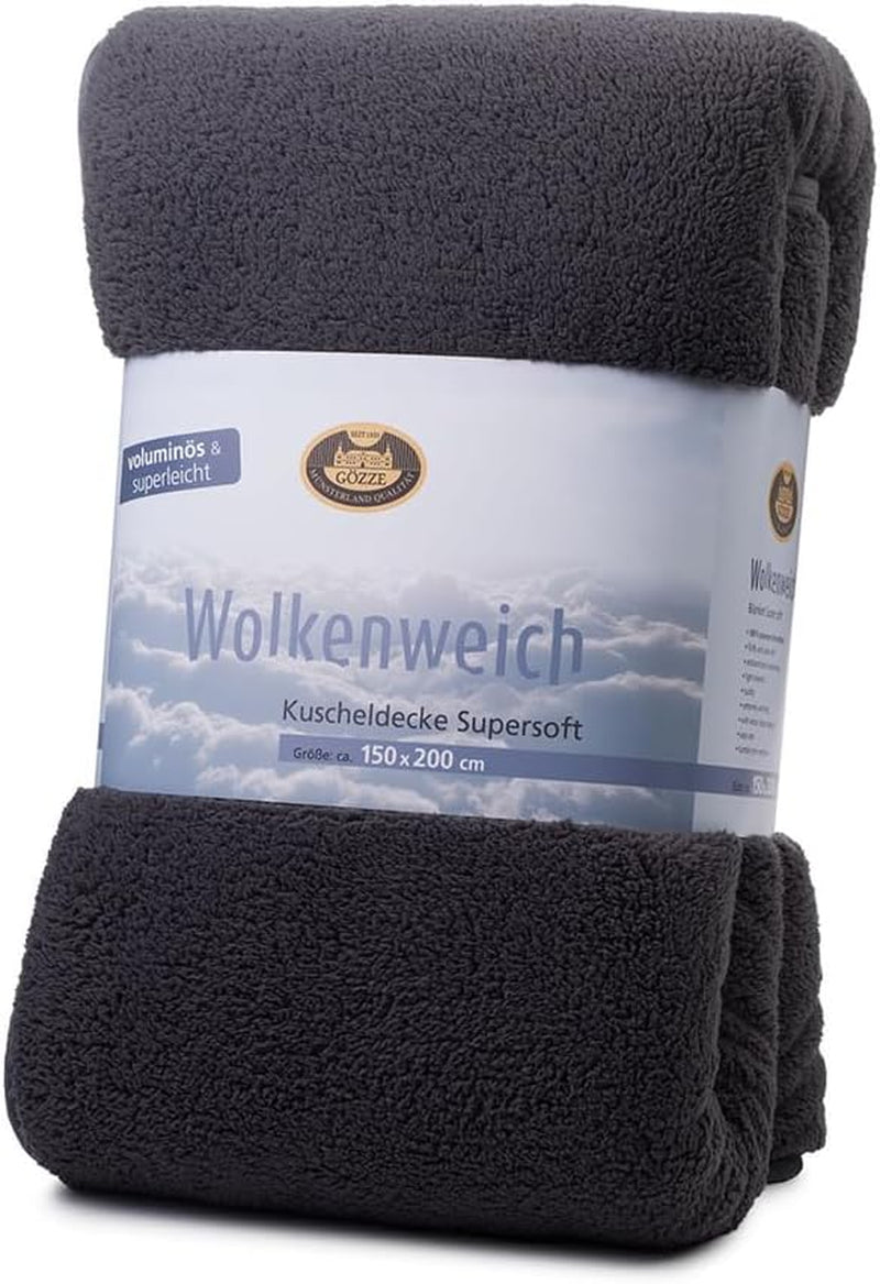 Gözze - Cloud zachte knuffeldeken, imitatie schapenvacht, 100% polyester (microvezel), 150 X 200 Cm - Kameel Dekbedden en dekbedden Naty Shop Antraciet