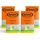 Bristot, 120 Espresso-Kaffeekapsel – een mengsel van Arabica-Kaffee uit Brasilien en Zentral-Amerika, met Noten von Zartbitterschocolade, Haselnuss en Caramell – 4 Packungen met je 30 Kapsel