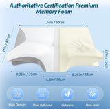 HOMCA Nekkussen Memory Foam Orthopedisch kussen 2 in 1 neksteunkussen met 3D-koelhoes Ergonomisch slaapkussen voor rug-, zij- en buikslapers Grijs 60X13/11X40cm Cervicale orthopedische kussens Naty Shop