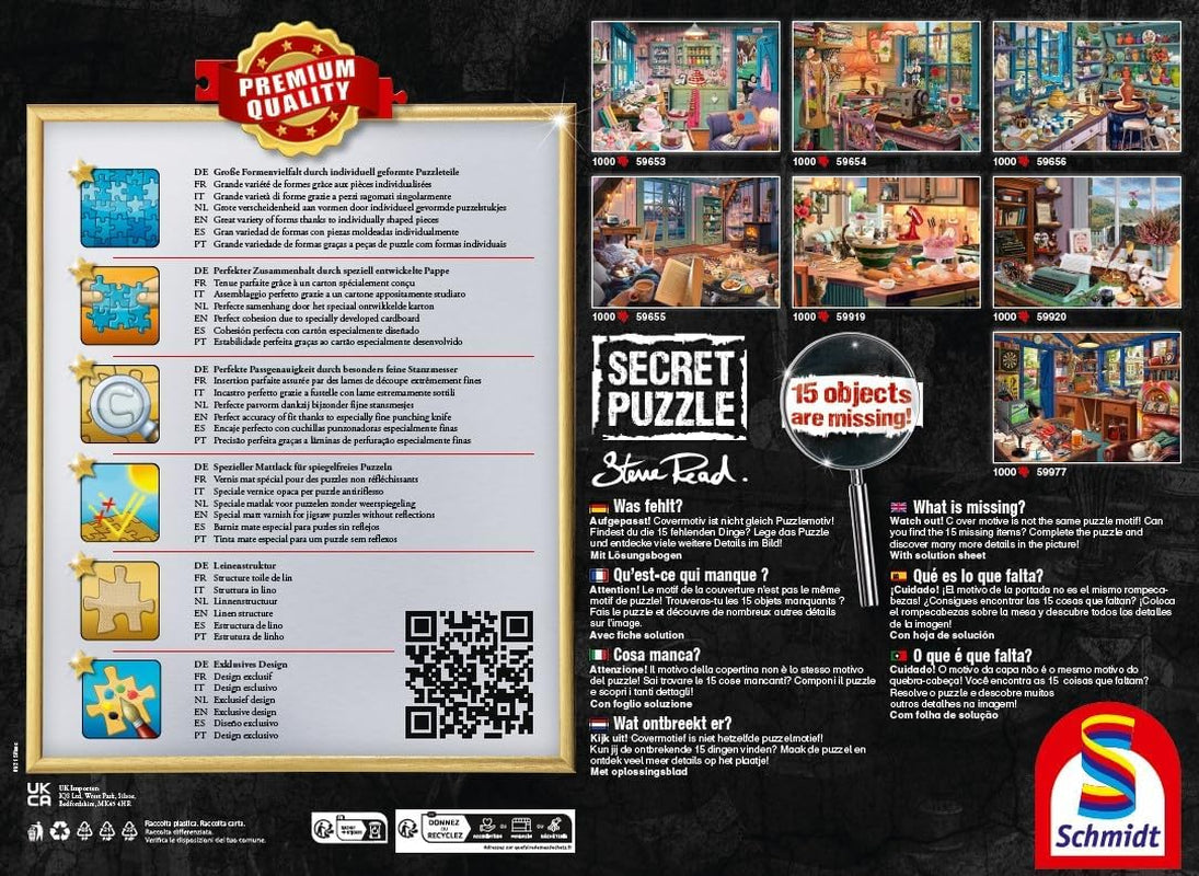 Schmidt Spiele 59919 Geheime puzzel, Aan de keukentafel, 1.000 stukjes, Kleurrijk, Grote puzzel Naty Shop