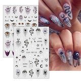 Jmeowio Nagelsticker Mond Stern Sonne 9 Blatt Nail Art Sticker Selbstklebend Nagelaufkleber Bunte Decoratie Nageldesign Zubehör