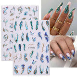 Jmeowio JMEOWIO Nagelsticker Marmor Französische Spitze 10 Blatt Nail Art Sticker Selbstklebend Nagelaufkleber Bunt Decoratie Nageldesign Zubehör
