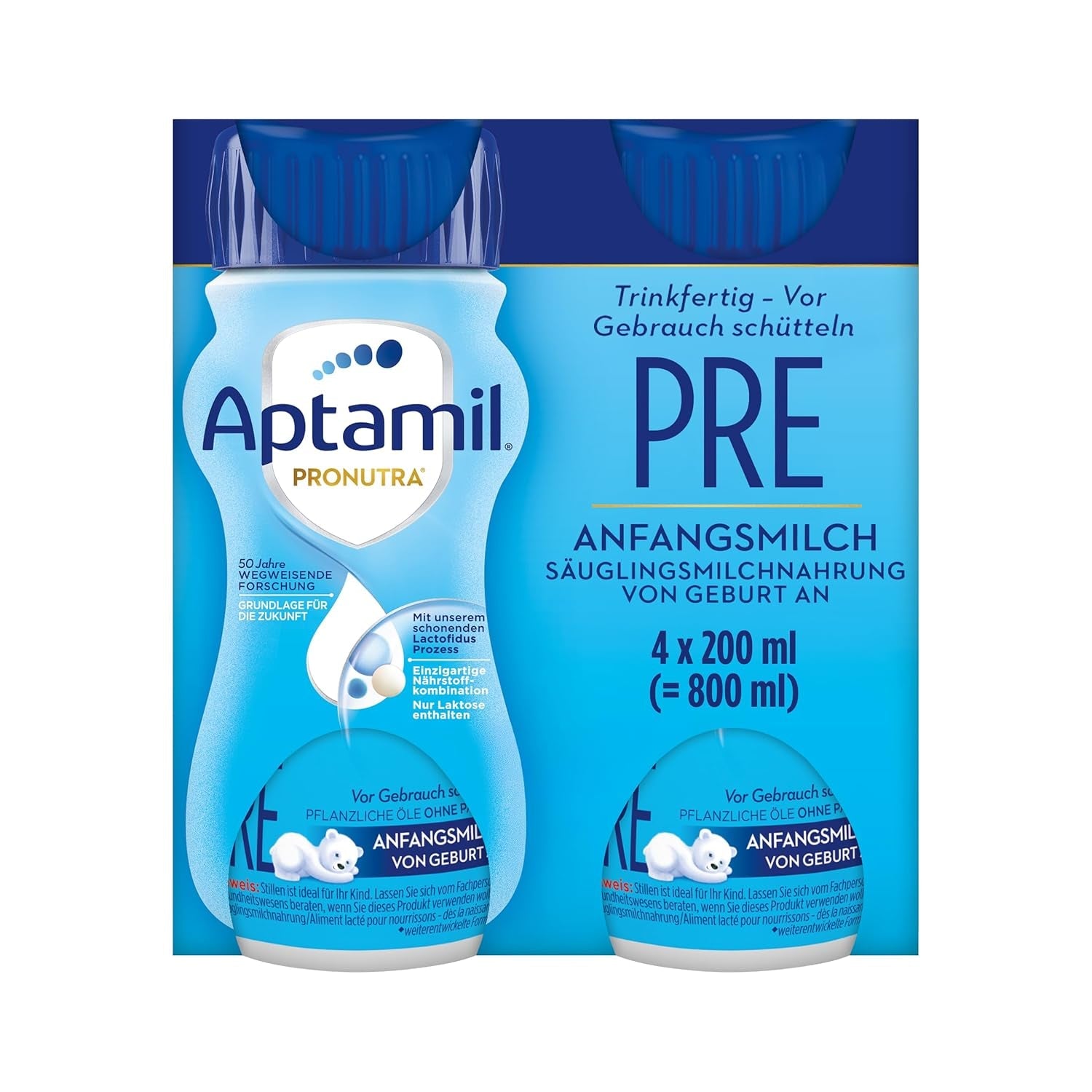 Aptamil Pronutra Pre - Zuigelingenvoeding vanaf de geboorte - Met plantaardige oliën, zonder palmolie - 6 x 4 x 200 ml (4800 ml)