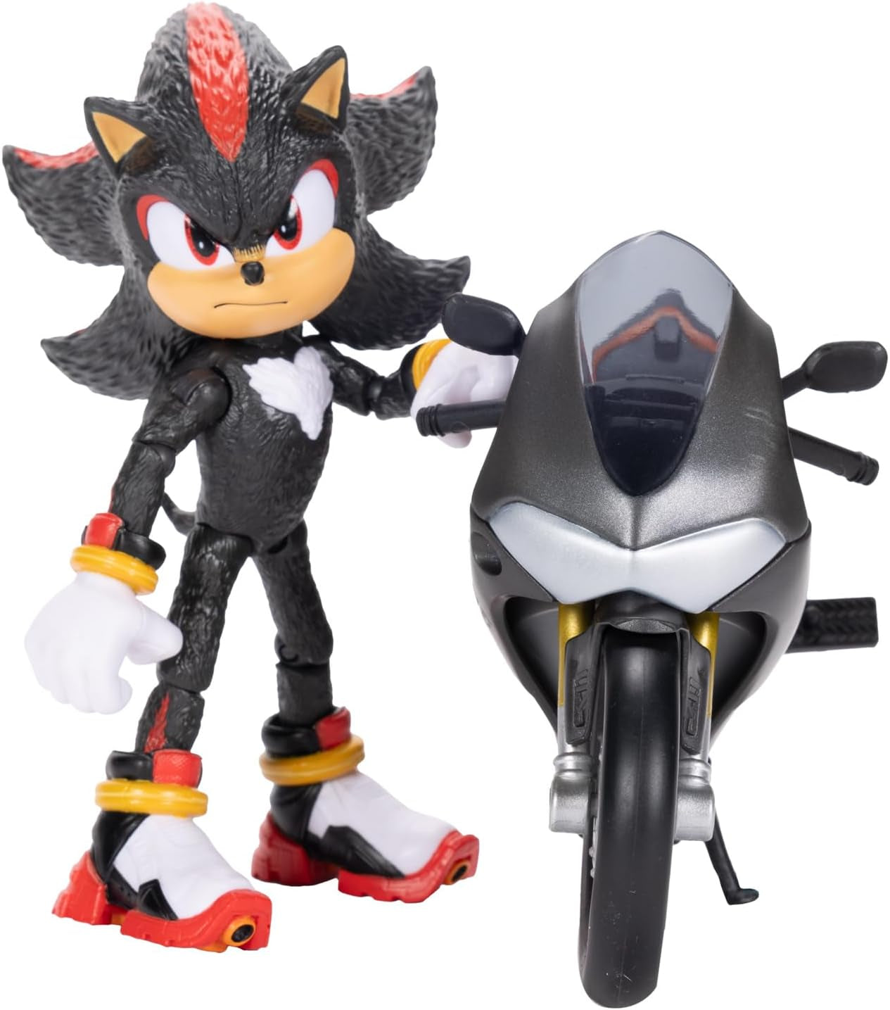 Sonic 3 The Movie Shadow-figuur, 15 cm, beweegbaar, inclusief Shadow Mobile van Jakks Pacific, akoestisch, zwart actiefiguren Naty Shop