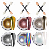 Wahrshei 6 Chrome Nail Powder, Chrome Pulver Nägel Mit Spiegeleffekt, Laser Chrome Puder, Pearl Effect Powder voor geglazuurde donutnagels