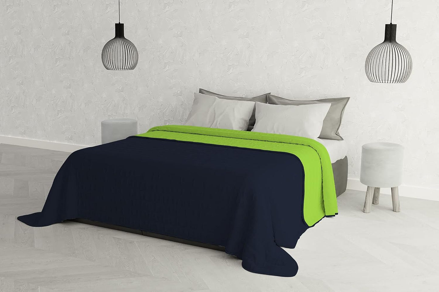 Elegant dekbed voor een tweepersoonsbed 260 x 270 cm Donkerblauw/Mannengroen Bedden en dekens Besuche den Italian Bed Linen-Store Donkerblauw/Mannengroen