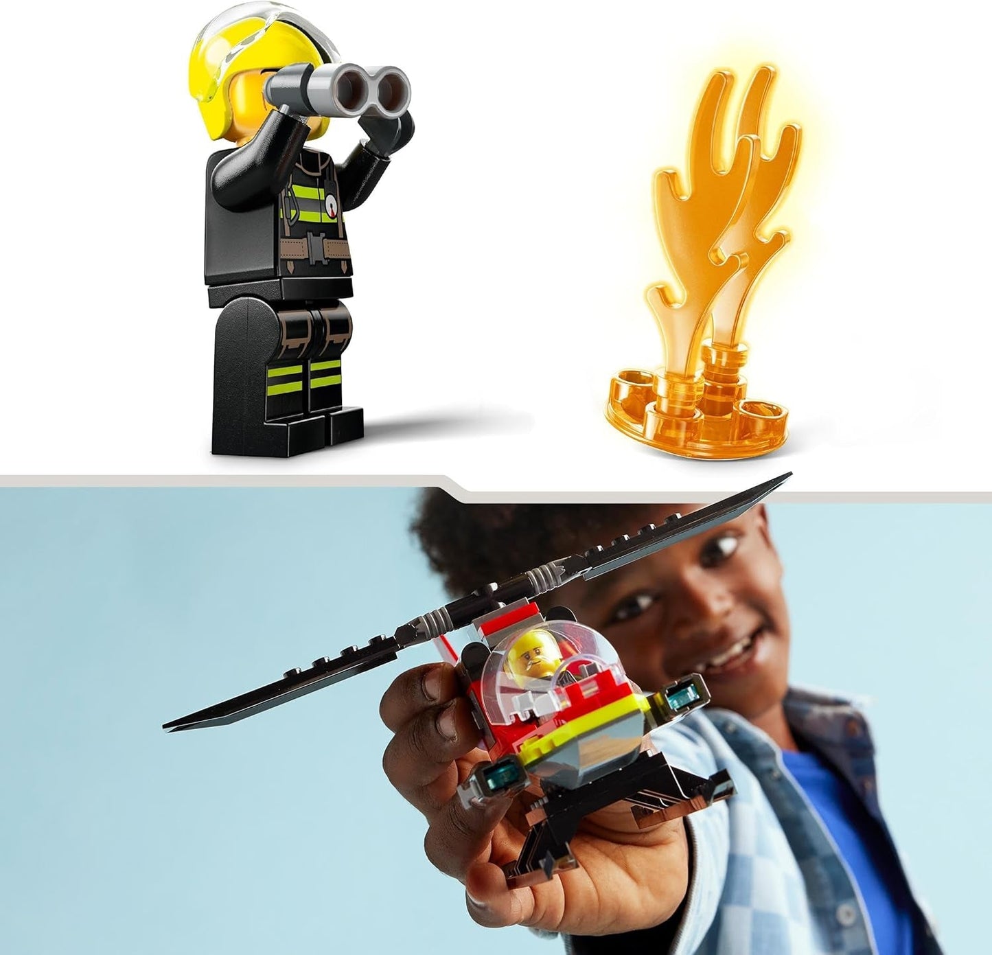 LEGO City Brandweerhelikopter, speelgoedhelikopter en pilootfiguurset, brandweerhelikopter voor een fantasierijke speelervaring, cadeau voor kinderen, jongens en meisjes vanaf 5 jaar 60411 Bouwsets Besuche den LEGO-Store