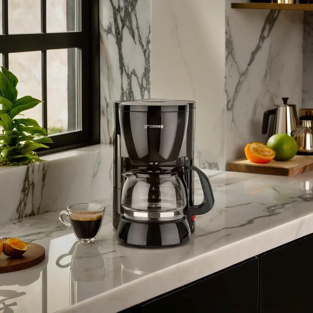 Groffilterkoffiezetapparaat met glazen karaf KA 12.17 | 0,6 liter voor 4 koppen koffie | 600 watt | Zwart - Roestvrij staal