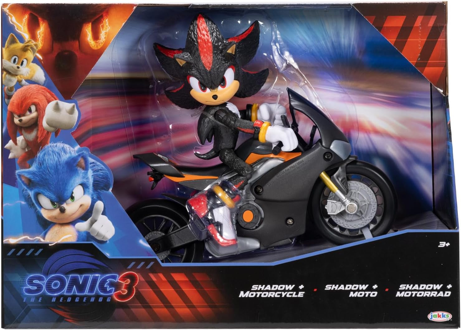 Sonic 3 The Movie Shadow-figuur, 15 cm, beweegbaar, inclusief Shadow Mobile van Jakks Pacific, akoestisch, zwart actiefiguren Naty Shop