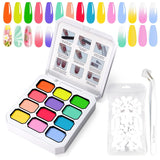 Gradiëntschildergel, 12 kleuren Ombre gelnagellak met 100 stuks nagelsponsen en 4 klauwen metalen grijper voor Franse manicure DIY nagelkunst, set I
