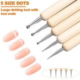 Hanyousheng 20 Stück Nagel Pinsel Set, 15 Stück Nageldesign Pinsel, 5 Stück Nail Art Dotting Tools voor DIY Nail Art Design