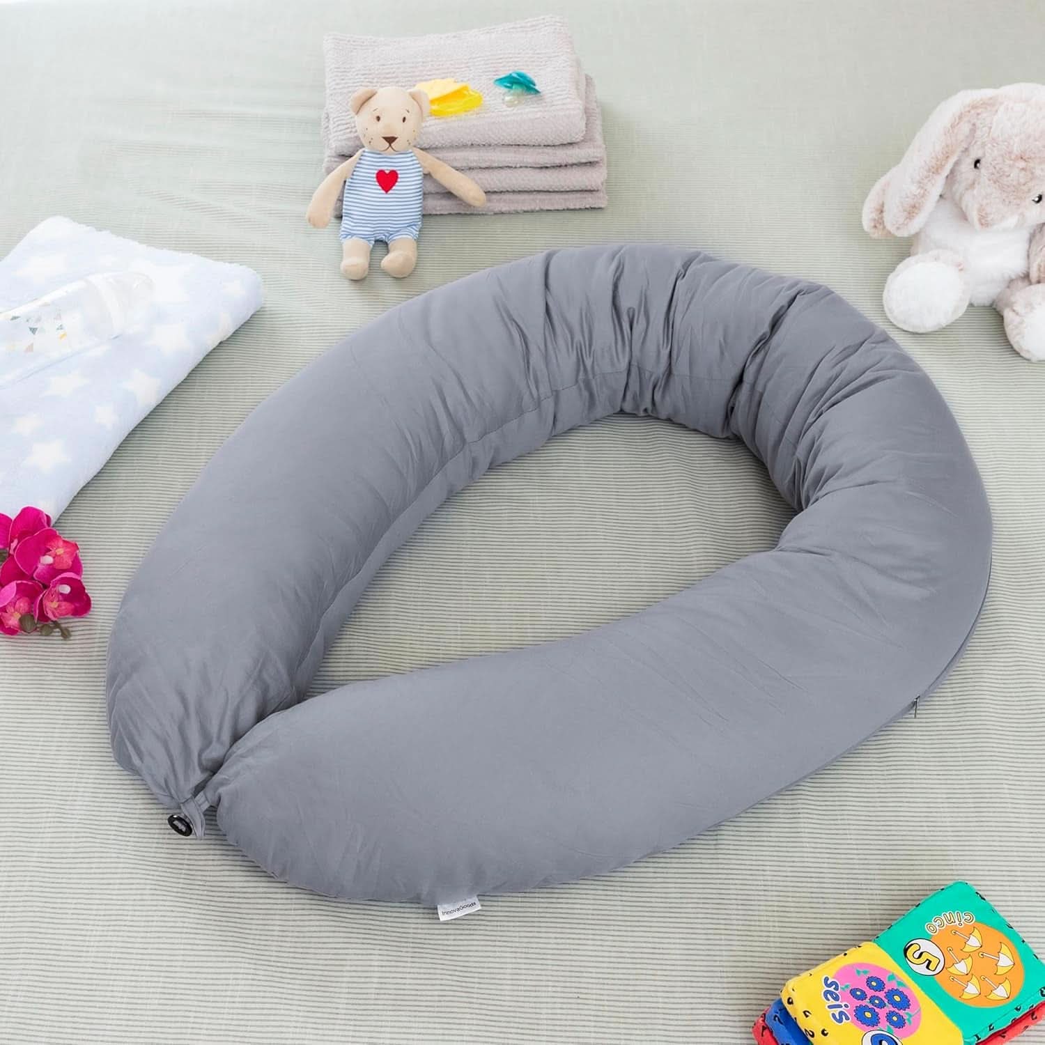 Innovagoods - Multifunctioneel voedingskussen, Ergonomisch ontwerp voor de ontspanning van moeder en kind, Verstelbaar voor verschillende posities, Wasbaar, Gekleurd, Polykatoen Accessoires Voeding en Borstvoeding Baby Naty Shop