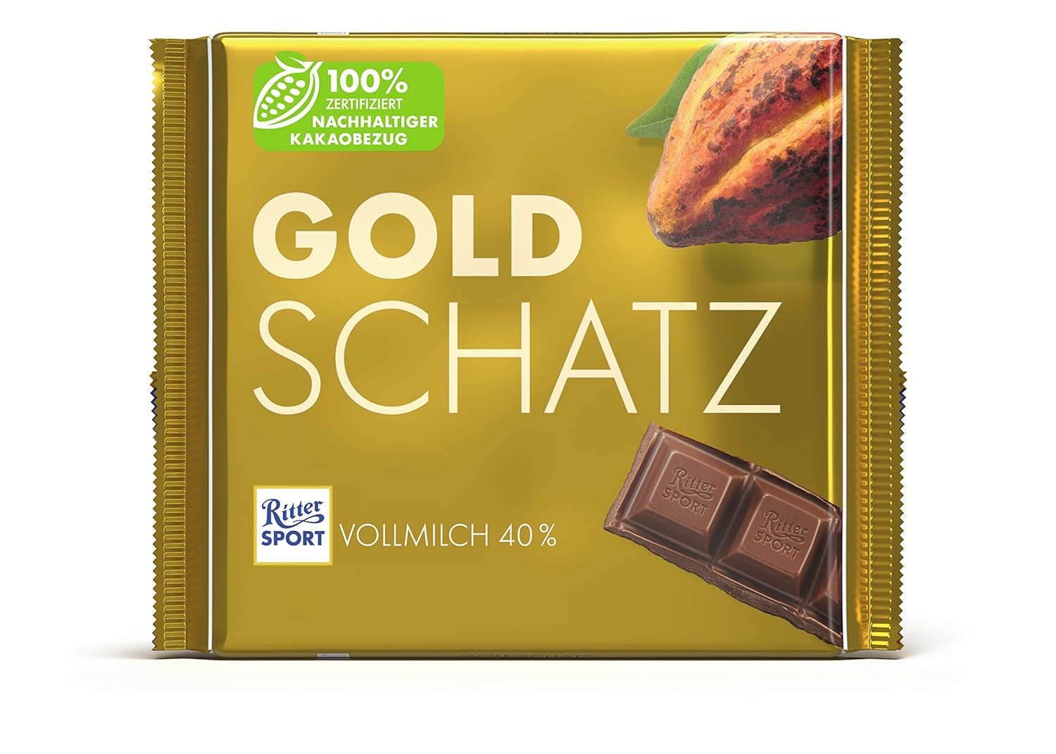 Ritter Sport - Gold Treasure - 11 x 250g, Fijne melkchocolade met stukjes karamel, Klassieke chocolade om te delen met vrienden, 11 repen x 250g