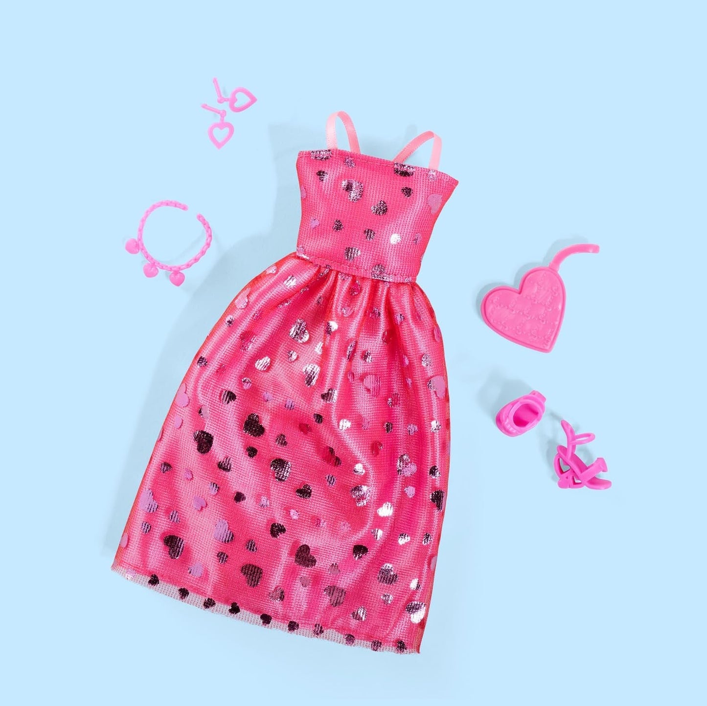 Simba Steffi Love Pink Love – Enkellaarsje in roze Glitzerkled, inkl. Zubehör in Herzform, 29 cm bruto, Modepuppe für creatieves Rollenspiel, voor Kinder ab 3 Jahren