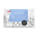 LILLYDOO Groene vochtige doekjes, 600 stuks (10 x 60), 100% plasticvrij, scheurbestendig doekje - geurvrij, zacht en natuurlijk, zachte reiniging voor de gevoelige huid, dermatologisch getest