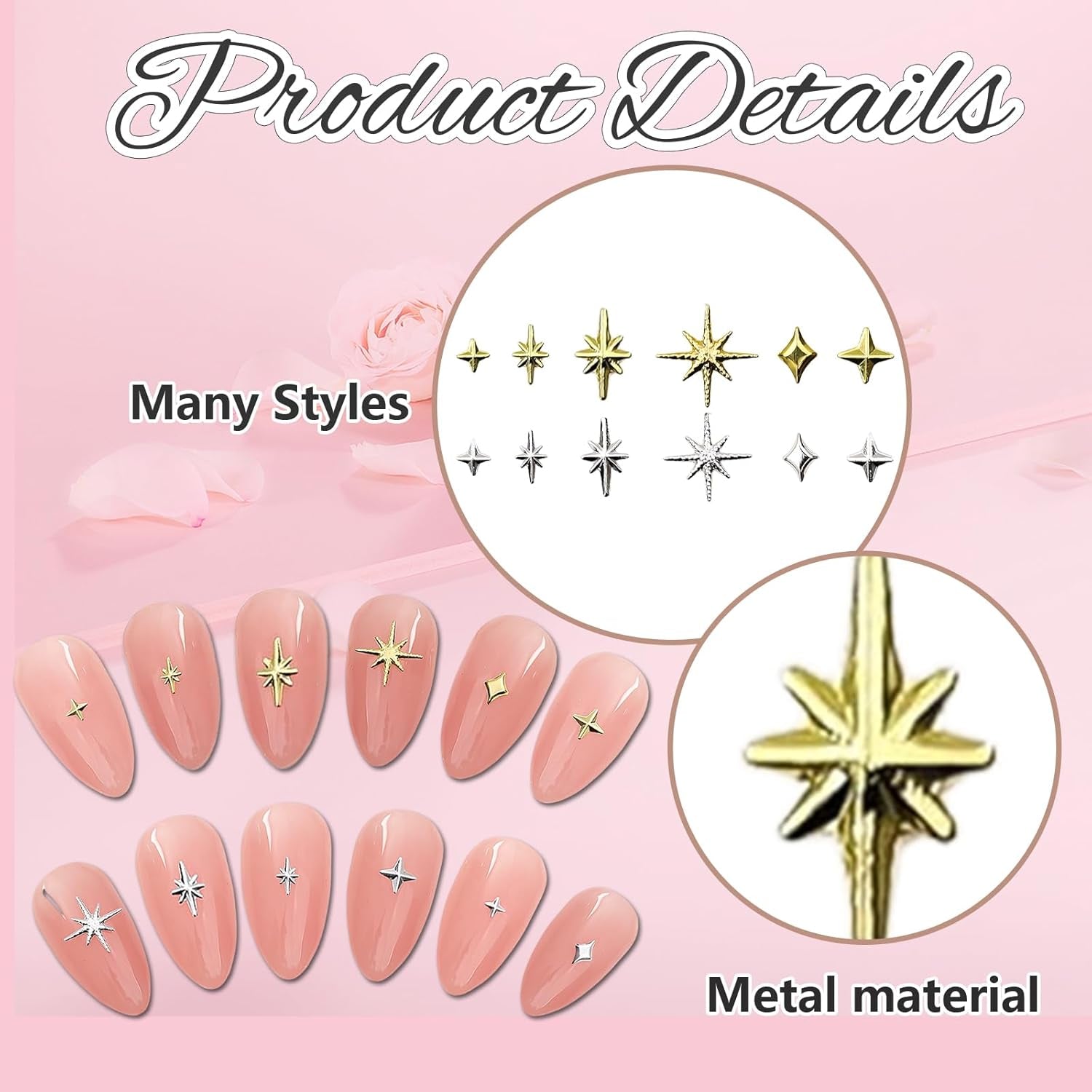 400 stuks Stern Nail Charms Goud Zilver, Charms Nägel Zubehör, Nagel Deko, Nail Art Zubehör, Nagel Charms, Nagel Steine, Nail Design, Charms Für Nägel