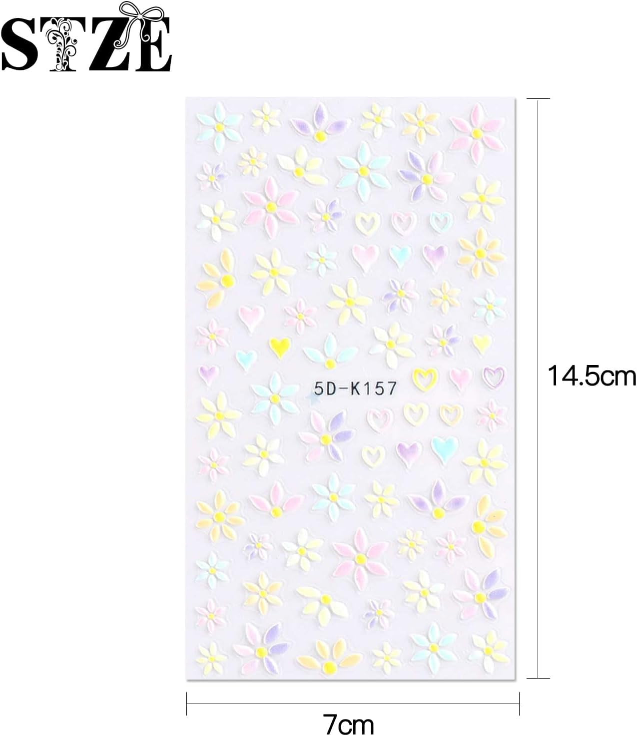 JMEOWIO 3D Nagelsticker Frühling Blumen 5 Blatt Nagelaufkleber 5D Stereoskopisch Selbstklebend Bunte Blüte Nail Art Sticker Decoratie Nageldesign Zubehör