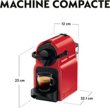 Krups Nespresso Inissia espressomachine - compacte espressomachine voor koffiecapsules, druk van 19 bar, snelle verwarming in 25 seconden, energiebesparende functie, watertank van 0,7 l, rood, model YY5506FD