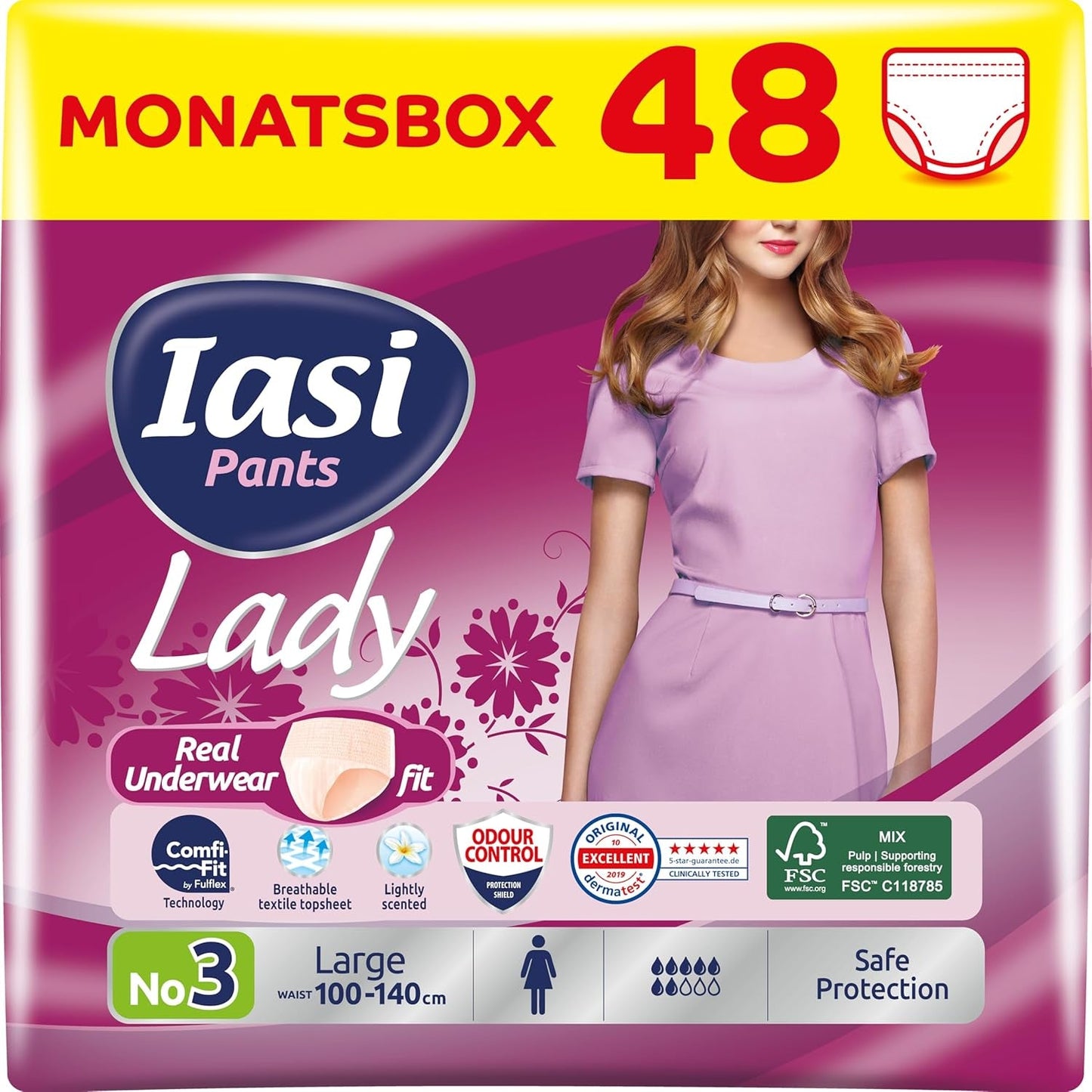 LADY Broek 48 Wegwerpbroekje voor urine-incontinentie Absorptievermogen Grote maat S voor dames 48 stuks