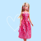 Simba Steffi Love Pink Love – Enkellaarsje in roze Glitzerkled, inkl. Zubehör in Herzform, 29 cm bruto, Modepuppe für creatieves Rollenspiel, voor Kinder ab 3 Jahren