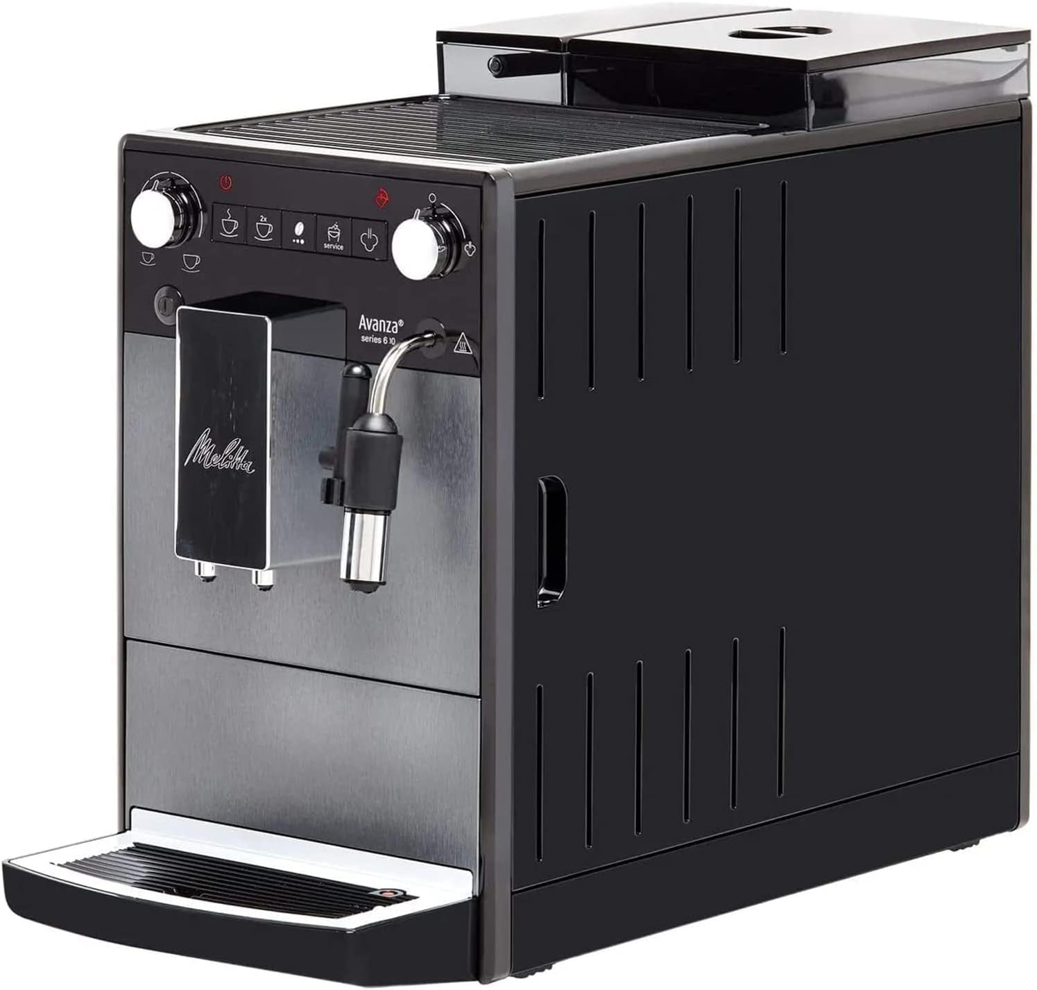 Melitta Avanza - Volautomatische espressomachine met melksysteem, espressomachine met molen en extra groot waterreservoir (1,5 l) voor b.v. cappuccino of espresso, mystieke titan