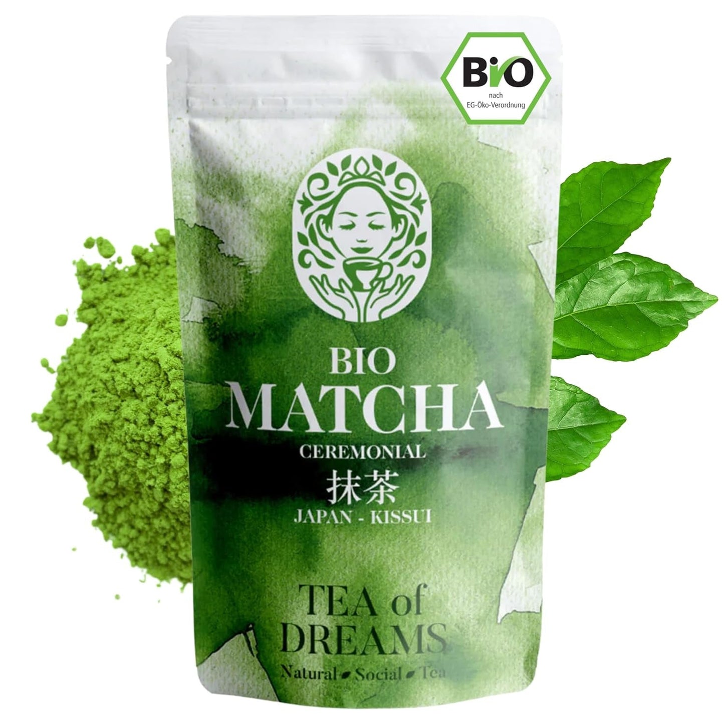 Biologisch Matcha-poeder voor thee en Matcha Latte - Premium ceremoniële kwaliteit uit Japan - Originele Kissui groene thee - 30g