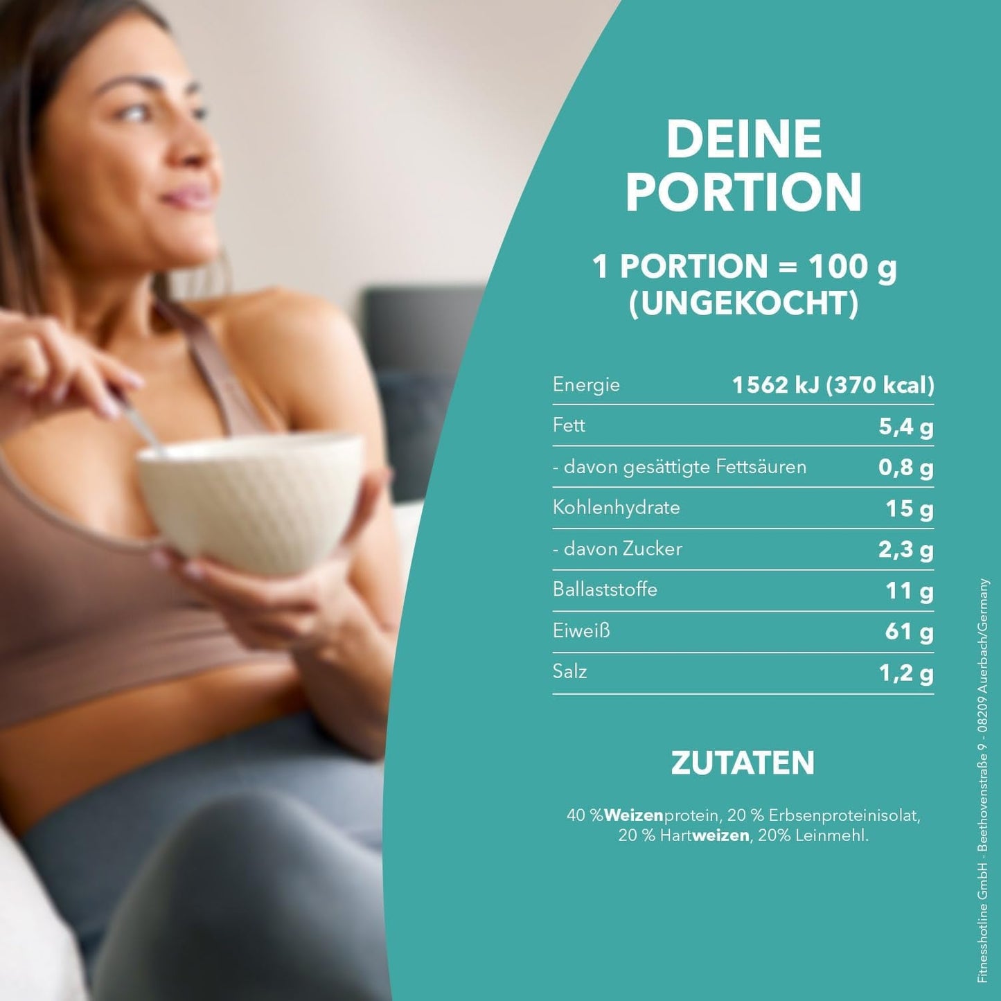 Best Body Nutrition Eiwitpasta 6 x 200 g - Fit4Day High Protein Tagliatelle - 61% eiwit, koolhydraatarm, veganistisch en lactosevrij, sojavrij - Erwteneiwit van hoge kwaliteit - voor koolhydraatarme diëten