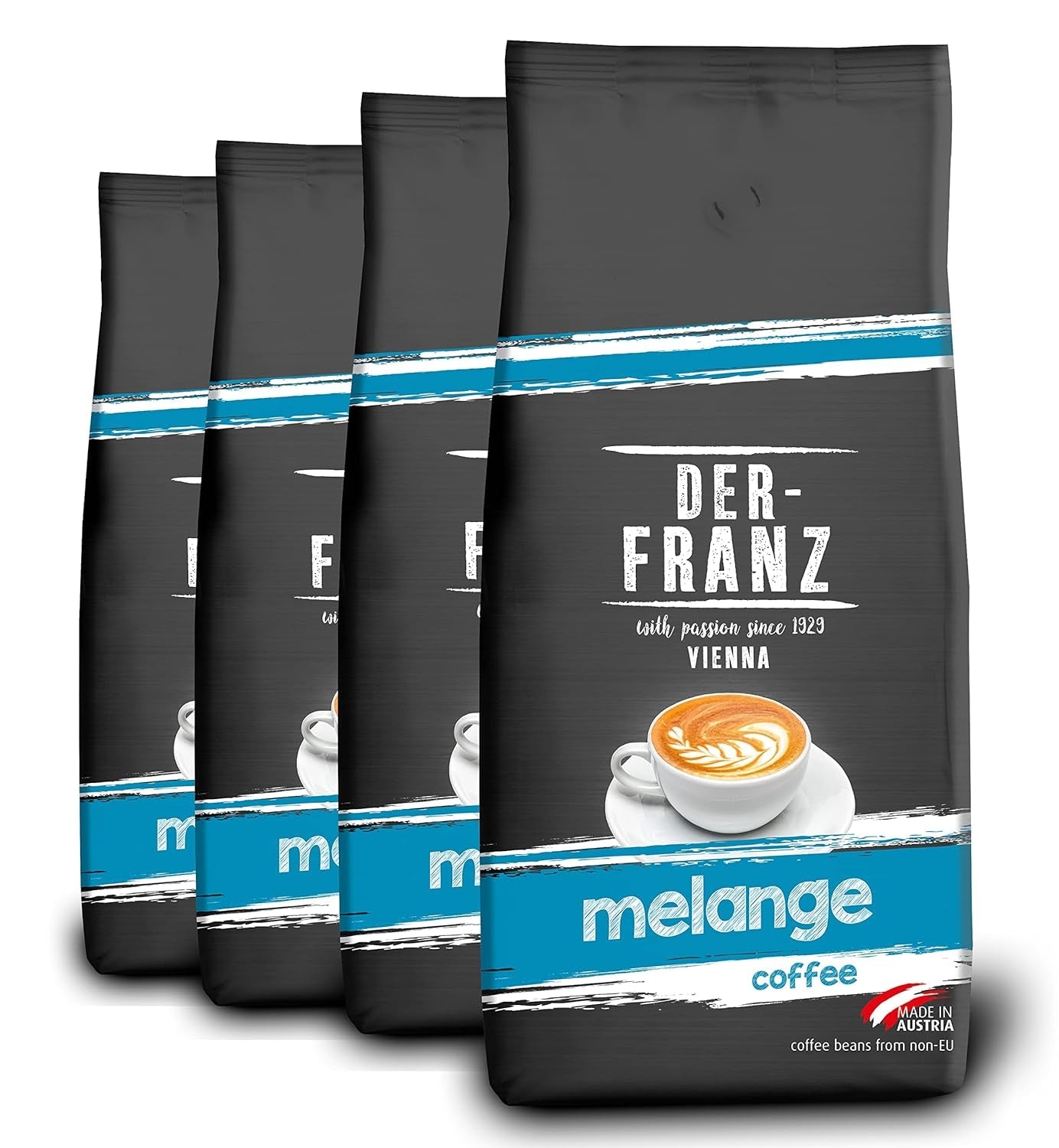 Der-Franz Melange Koffie, sterkte 3/5, 100% Arabica, hele koffiebonen, 4 x 1000 g