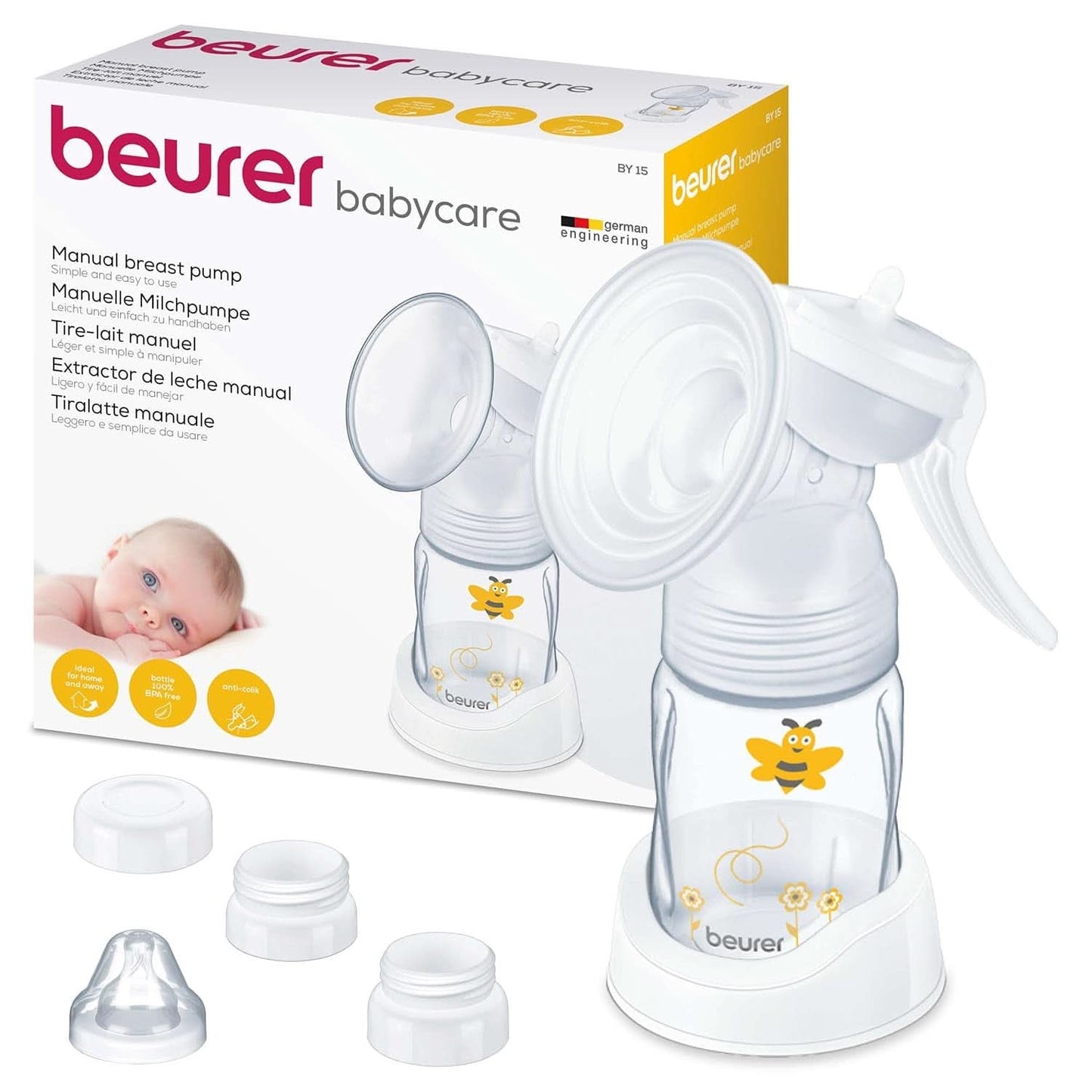 Beurer babyverzorging, Handmatige borstkolf, Inclusief fles met antikrampjessysteem Accessoires Voeding en Borstvoeding Bebe Naty Shop