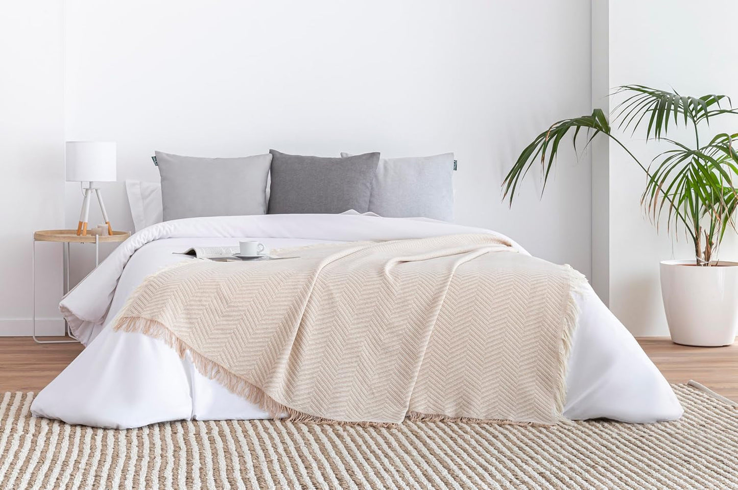 Todocama multifunctionele sprei, sprei, sprei, bankhoes, jarapas, visgraatmotief (230 X 260 Cm, zandbeige). Bedden en dekens Besuche den Todocama-Store