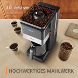 KRUPS Grind Aroma XL espressomachine, afneembare conische molen, digitaal bedieningspaneel, XL-capaciteit (1,5 l), warmhoudfunctie, glazen karaf, zwart/roestvrij staal, KM842810