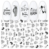 JMEOWIO Nagelsticker Geometrie 10 Blatt Nagelaufkleber Selbstklebend Schwarzes Herz Unregelmäßig Geformt Nail Art Sticker Decoratie Nageldesign Zubehör