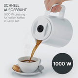 Severin espressomachine met filter en 2 thermische karaffen, espressomachine met deksel, druppelvrij gieten, langdurig temperatuurbehoud, automatische uitschakeling, 1000 W, ca. 1 liter, wit, KA 9309