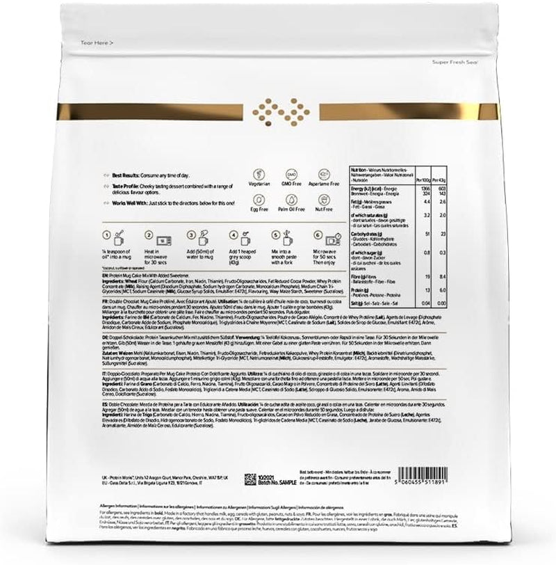 Protein Works Protein Tassenkuchen | Chocoladeroom | Dieser Köstliche Nachtisch Ist Sehr Protein- en Ballaststoffreich| 500G Mengsel voor bakken en koken Naty Shop