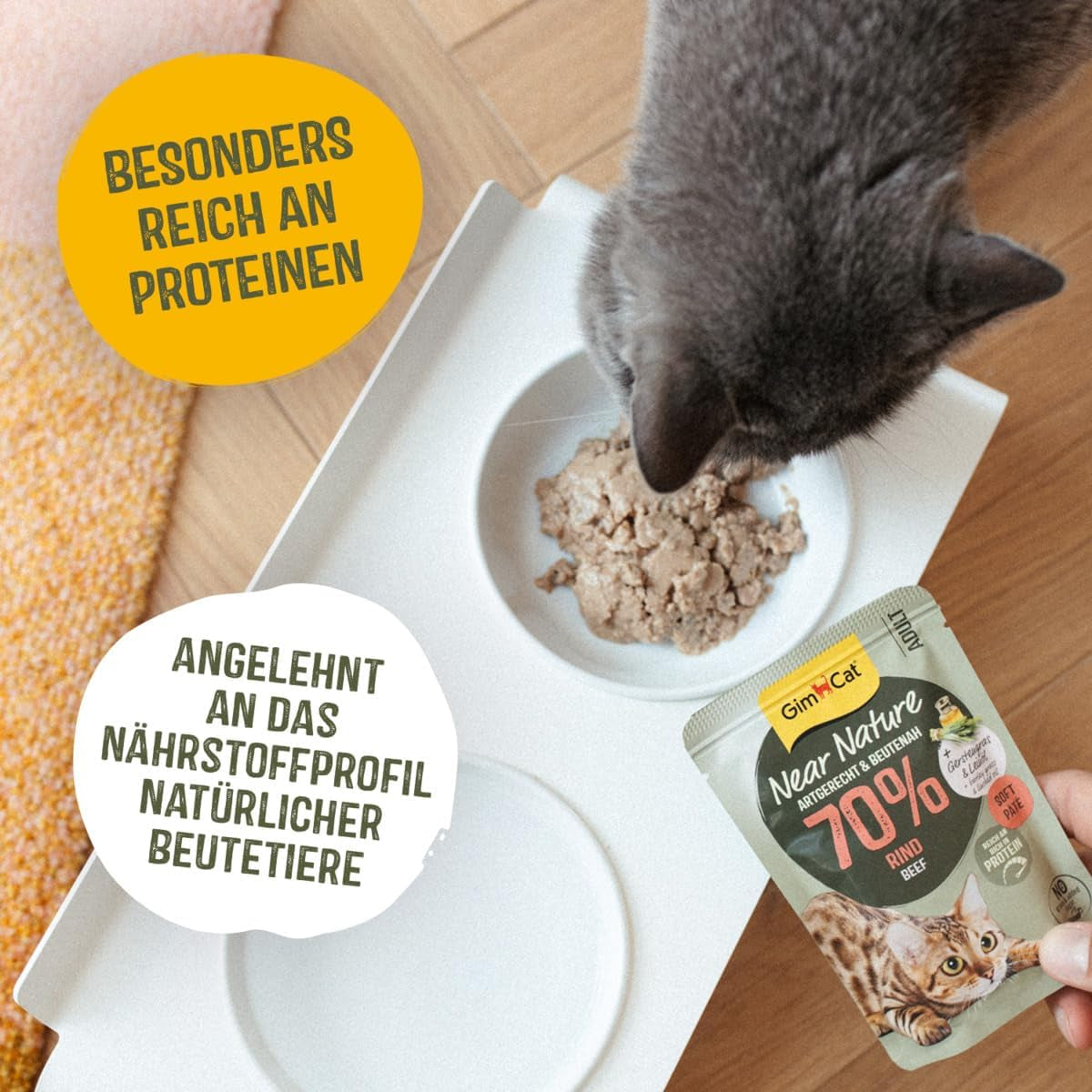 GimCat Near Nature Trial Mix 12 Pack - Natgraanvrij voer voor katten vanaf 7 maanden met een soortgeschikte en prooispecifieke receptuur - 12 zakjes (12 x 85g)
