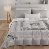 PETTI Artigiani Italiani - Winterquilt, Winterquilt, Eenvoudige quilt, Dubbelzijdig, Monocolor en digitaal printen, 100% anti-allergische microvezel, Made in Italy Quilts en quilts Naty Shop Grijs lint 160 X 190 Cm