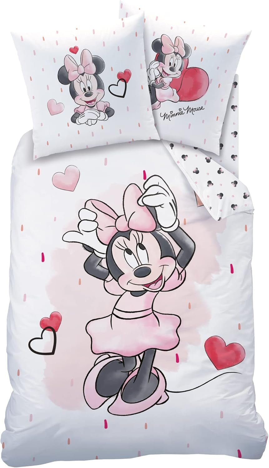 Minnie Mouse Beddengoed Kinderbettwäsche 1 Kissenbezug 80X80 Cm + 1 Bettbezug 135X200 Cm 100% Baumwolle Naty Shop