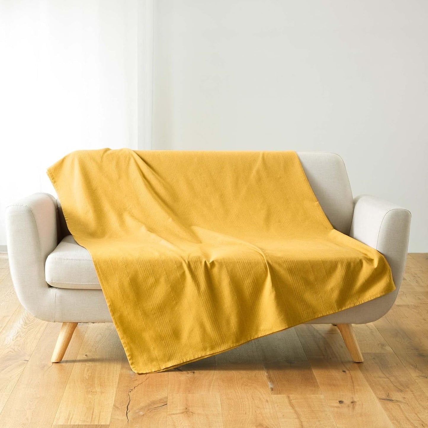 Douceur D'Intérieur, Deken (220 X 240 Cm) Lucile Curry, Polykatoen, Unicolor Bedden en Dekens Douceur d'Intérieur Curry 220 X 240 Cm