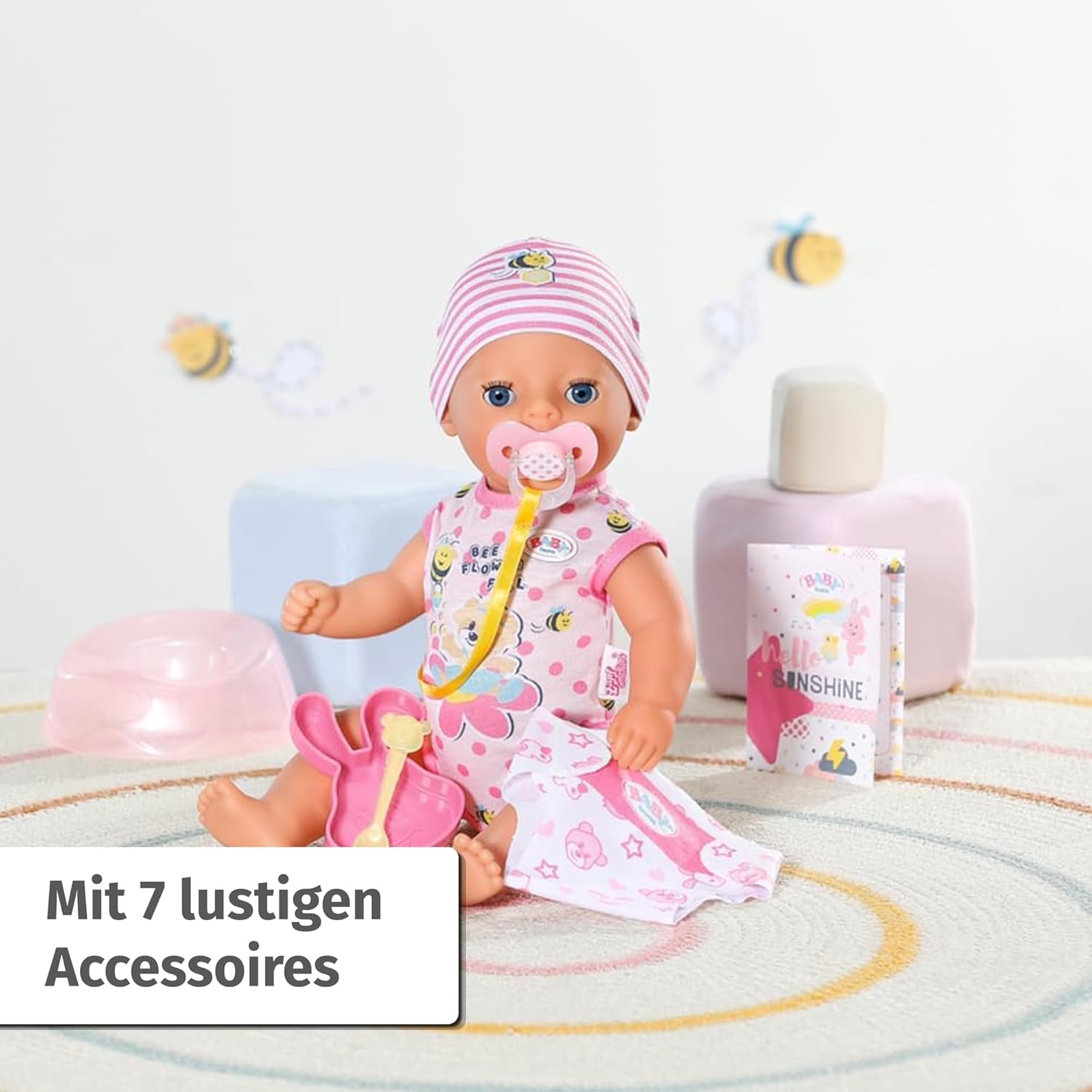 BABY Born Lena (Meisje) - babypop 36 cm - 7 functies, inclusief accessoires en matras - Werkt geheel zonder batterijen - Geschikt voor kleine kinderen vanaf 1 jaar