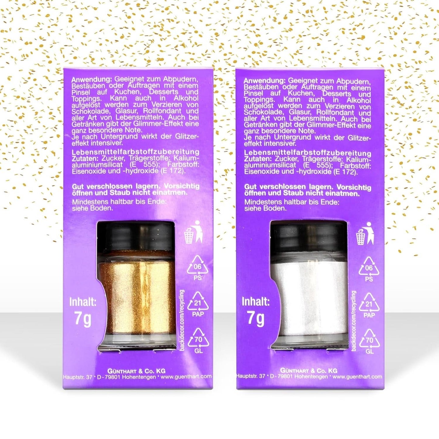 Günthart glitter, poeder, goud en zilver, set 2 x 7 gram Naty Shop