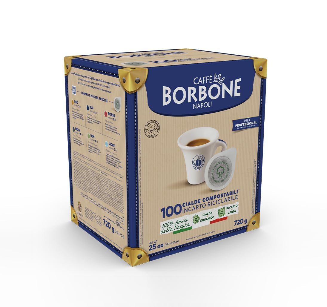 Caffè Borbone Kompostierbare Kaffeepads, Goud-Kaffeemischung - 100 Pads - Compatibel met ESE Systeem Papierblokken 44 mm