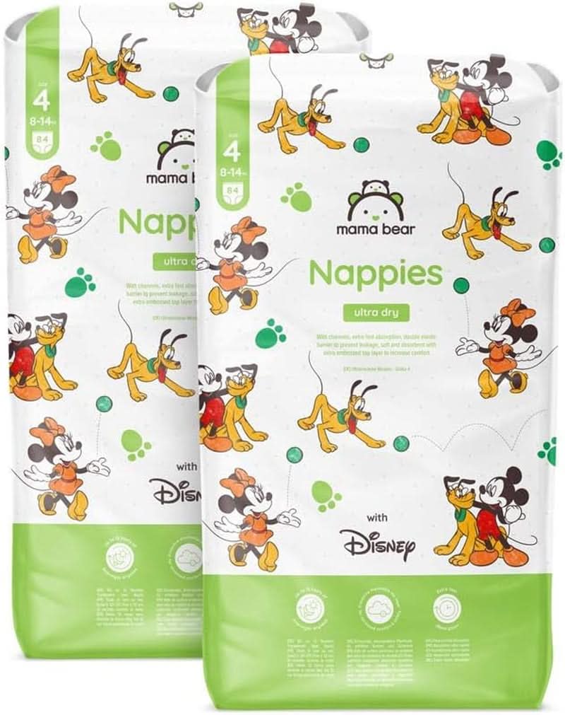 Mama Bear Disney Ultra Dry Luiers Maat 4 (8-14 kg), Wit, 84 stuks (1 pak) Naty Shop Maat 4 (8-14 kg) Maandpakket