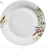 Mäser Herbal Garden 4-persoons 18-delige bloemen gedetailleerde serviesset inclusief dinerborden, soepborden en dessertborden, porselein, wit
