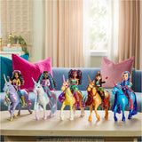 Unicorn River Unicorn Academy - 28cm hoge, originele Isabel eenhoorn uit de Netflix serie, met echte manen en staart, afneembaar hoofdstel en zadel en borstel, voor kinderen vanaf 4 jaar
