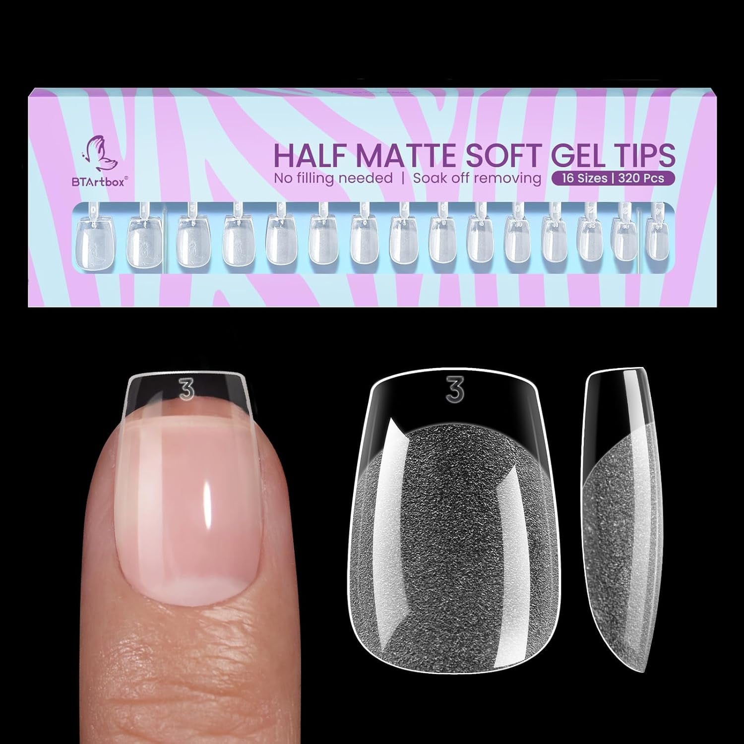 Btartbox Extra Korte Amandelnageltips - Volledige dekking Gel X Soft XS Gelnageltips - Voorgevormde semi-matte voor brede nagels Salon 320 stuks